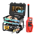 Self-leveling 1080P sewer inspection camera with built-in 512Hz sonde, 10.1-inch IPS monitor and heavy-duty push cable for professional plumbing inspections